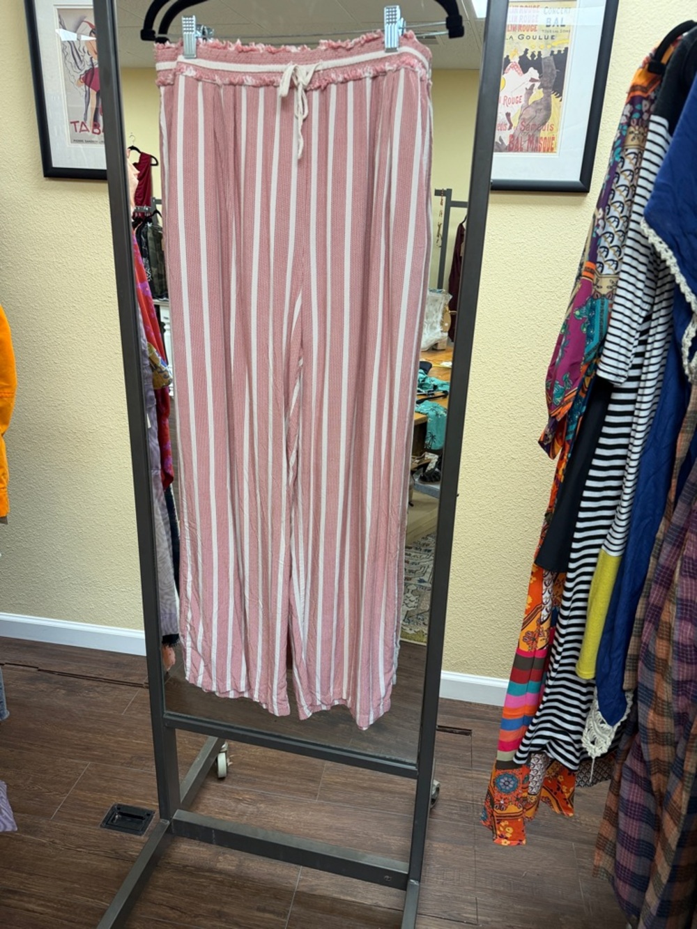 Free People Pink & White Striped Wide-Leg lounge Pants